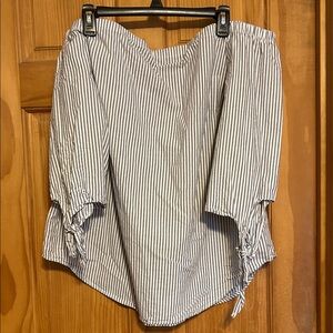 Women’s Plus Off the Shoulder Top With 3/4 Sleeves Gray/White Size XXL (20)